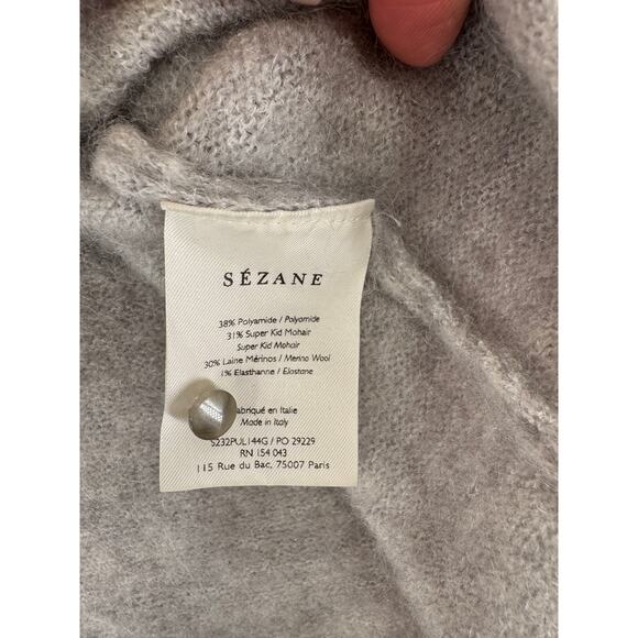 Sezane Heather Gray Mohair Wool Crewneck Louise Sweater Pullover Medium - Picture 8 of 11